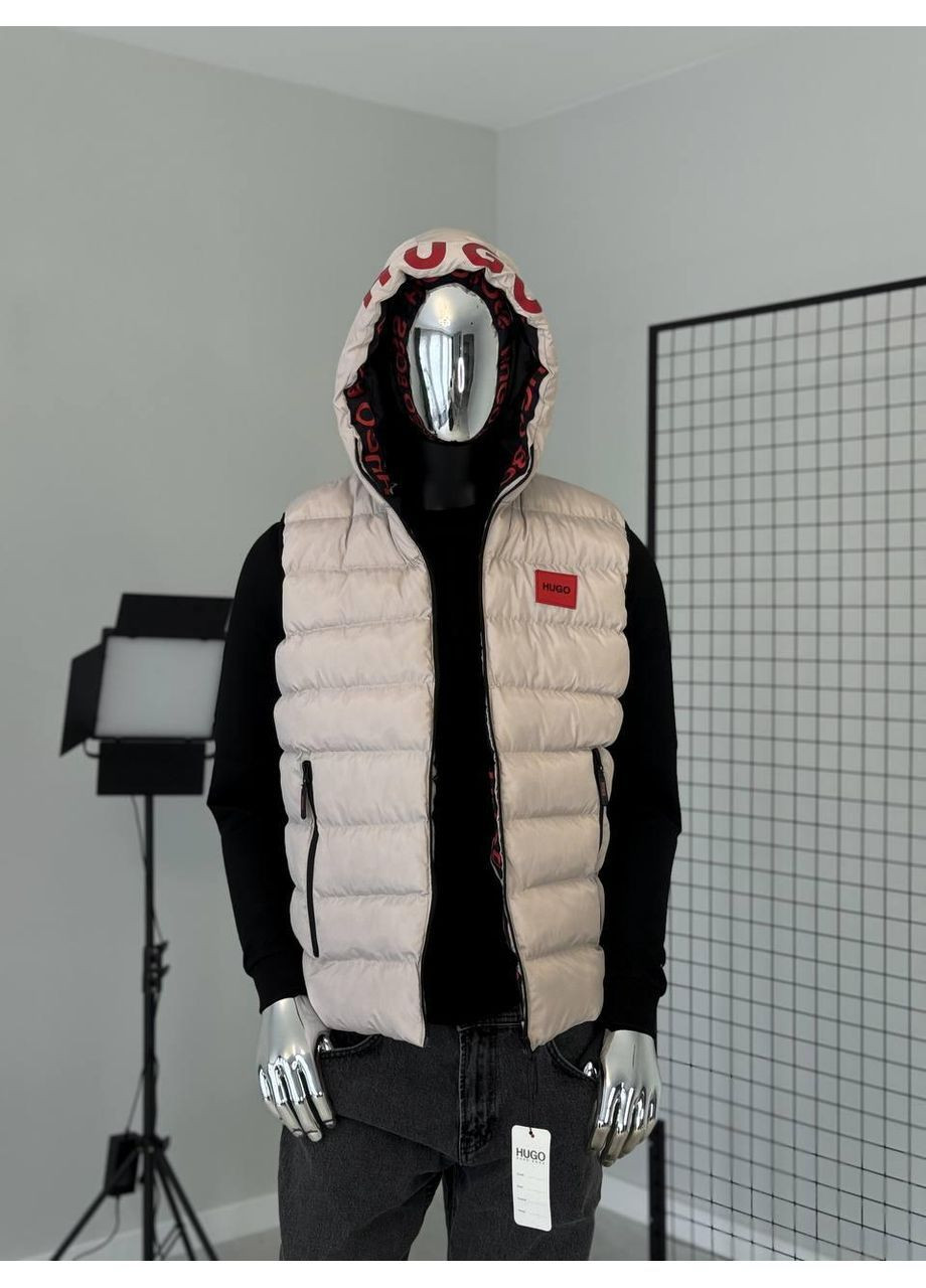 Мужская бежевая жилетка с капюшоном в стиле hugo boss No Brand (366352308)
