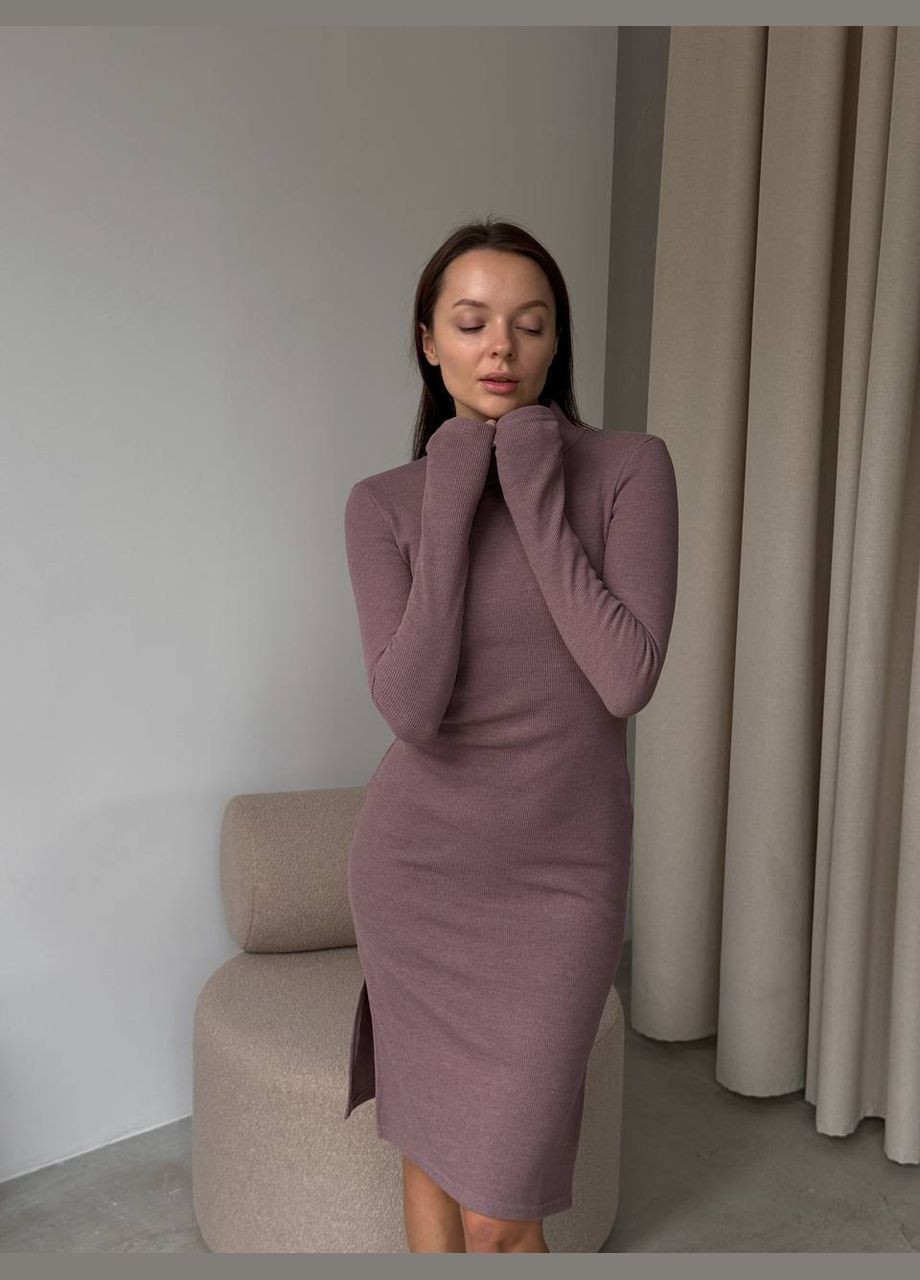 Коричневое платье AV BRAND однотонное