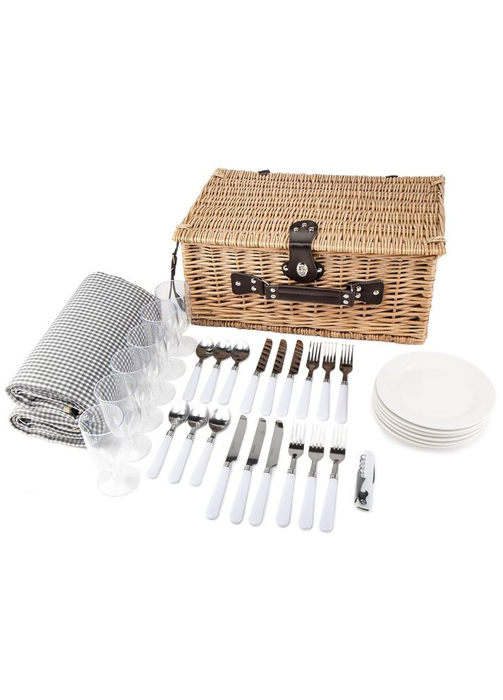 Корзина для пикника с ковриком 130х147 см на 6 персон 44х30х22 см 10503-027 из лозы Lefard (346534511)