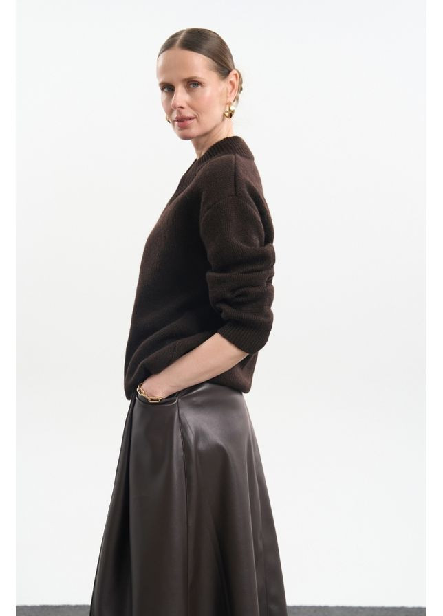 Коричневий демісезонний джемпер із преміальної вовни та мохеру (2839) Triko Bakh