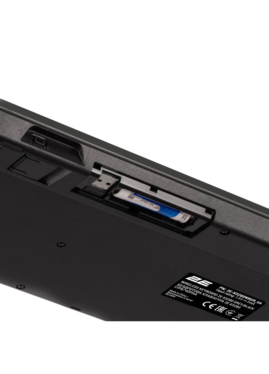 Клавиатура мембранная KS280 120key, WL/BT, EN/UK, silent, черно-серая 2E (387189261)