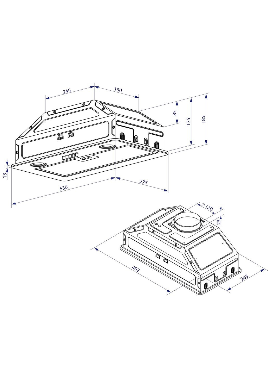 Вытяжка HBI 5262 WH GLASS 700 LED MINOLA (339083953)