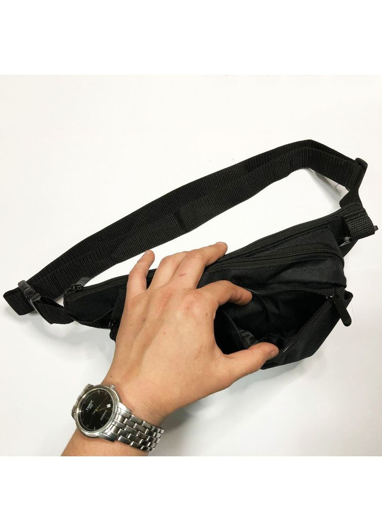 Якісна та надійна тактична сумка-бананка із міцної та водонепроникної тканини чорна через плече No Brand (372017439)