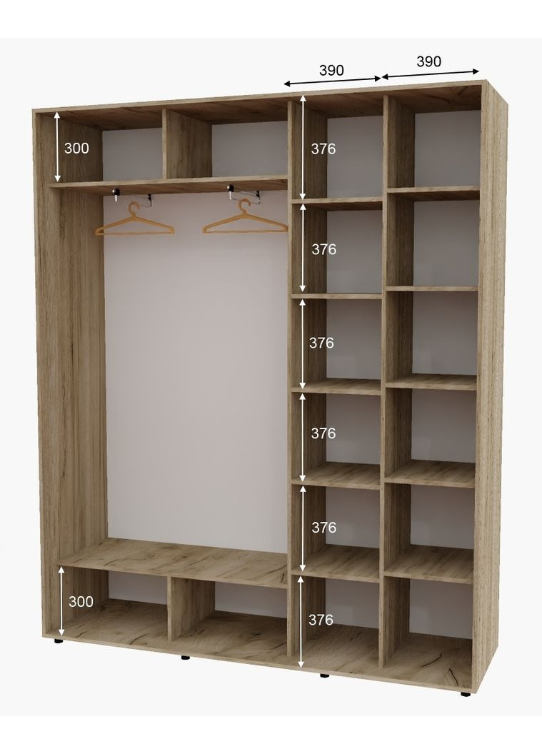 Шафа-купе дводверна 200*45*220 см Дуб крафт сірий 2 двері Дзеркало Алекса (356771697)