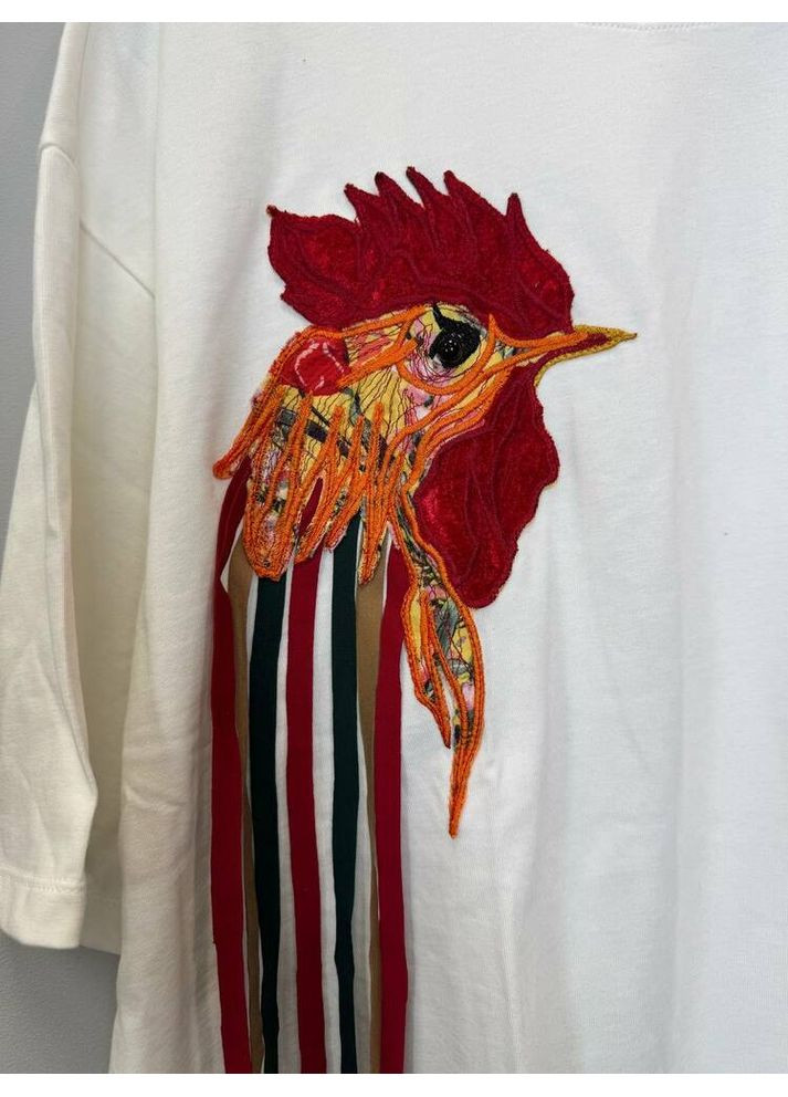 Женская футболка плотная 250 оверсайз Петухи MKNK105050-1 Nora Kvittin - (360545274)