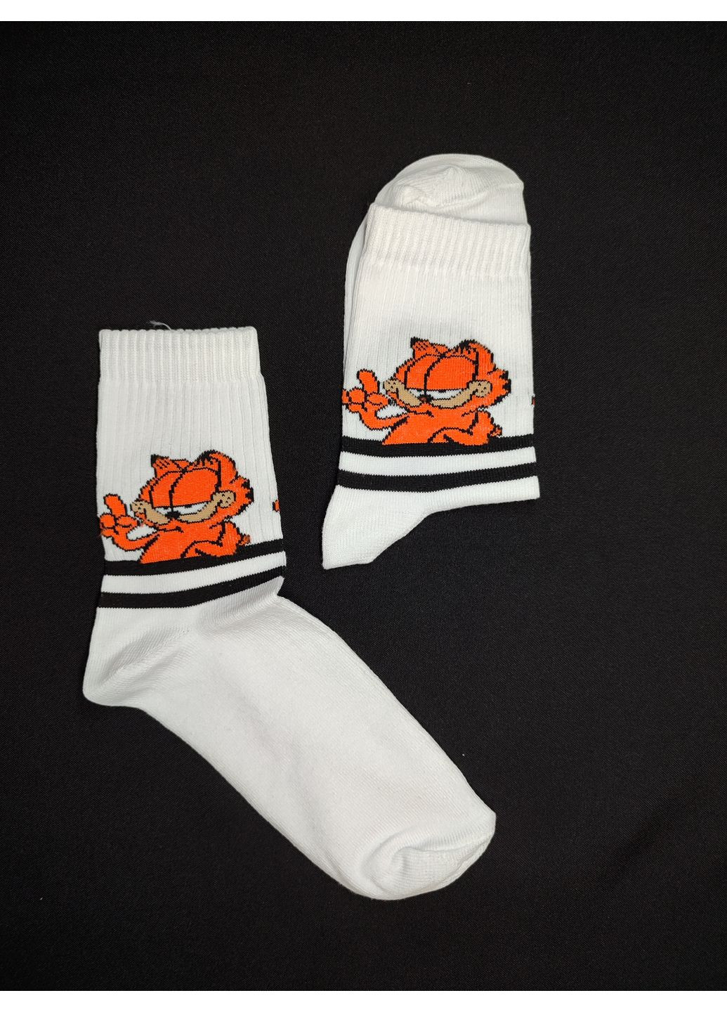 Білі модні білі високі шкарпетки прикол з принтом гарфілд малюнки (361866189)