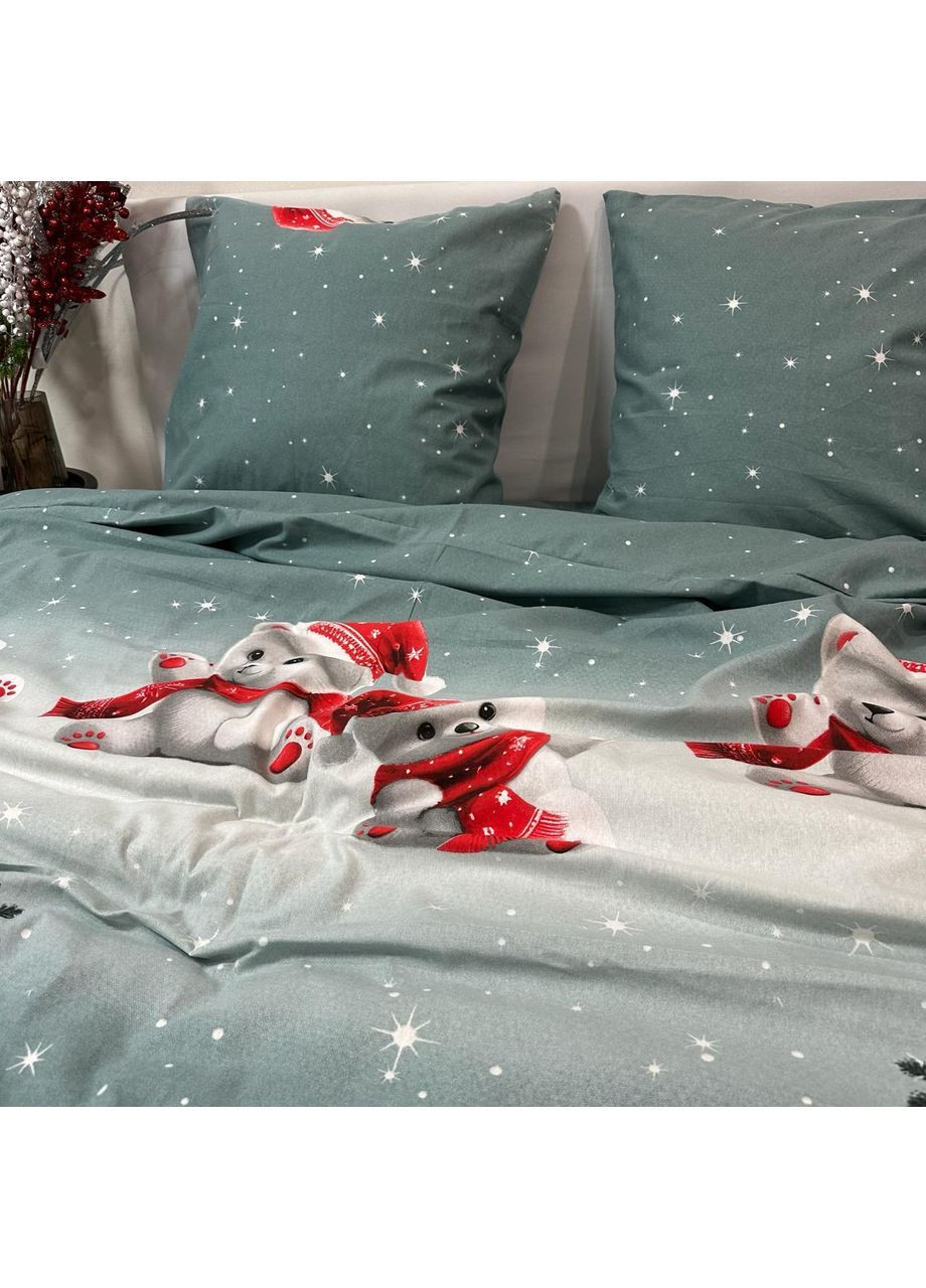 Зимнее постельное белье фланель (байка) семейный размер серого цвета – мягкость, тепло и новогоднее настроение! No Brand (370278935)
