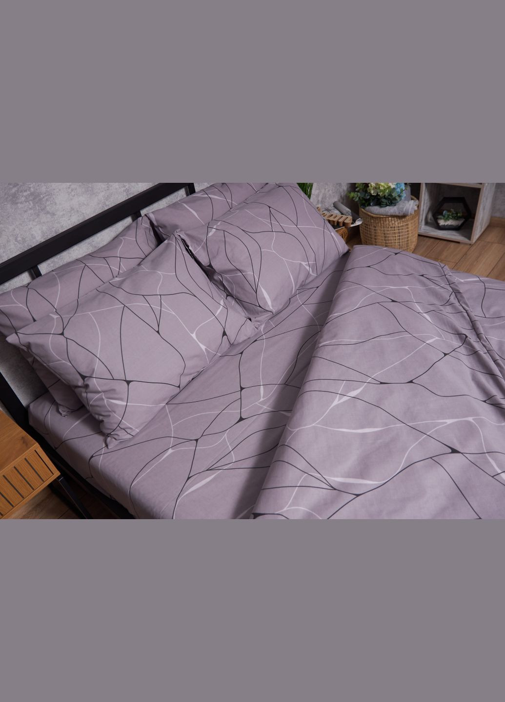 Комплект постельного белья Бязь Gold Люкс King Size 220x240 наволочки 4х70х70 (MS-820002757) Moon&Star Graphite (288536081)