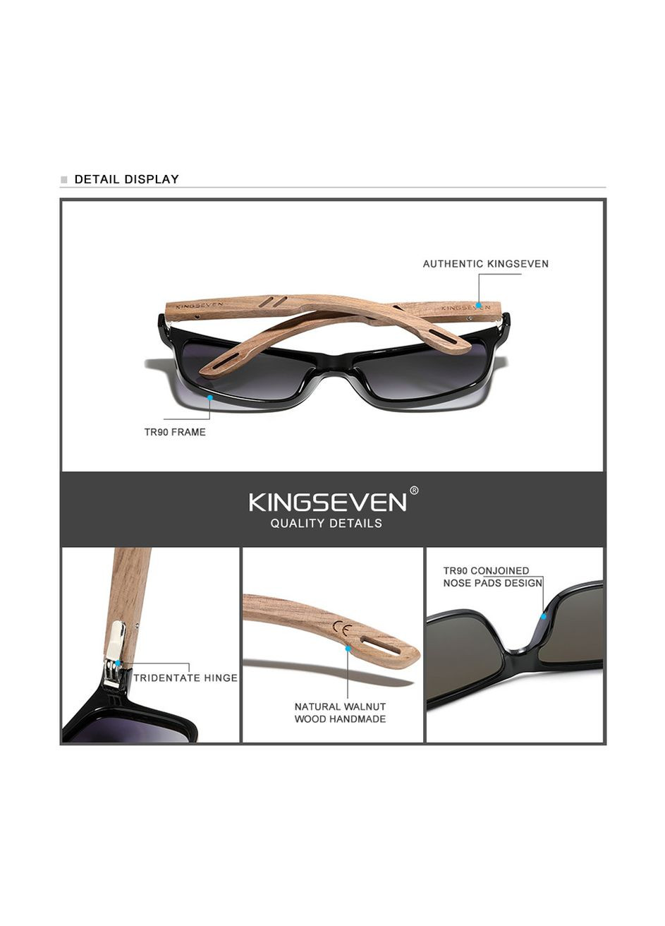 Солнцезащитные очки Wayfarer из ореховой древесины TR90 с поляризованными линзами W5508 DESIGN KINGSEVEN (299332675)