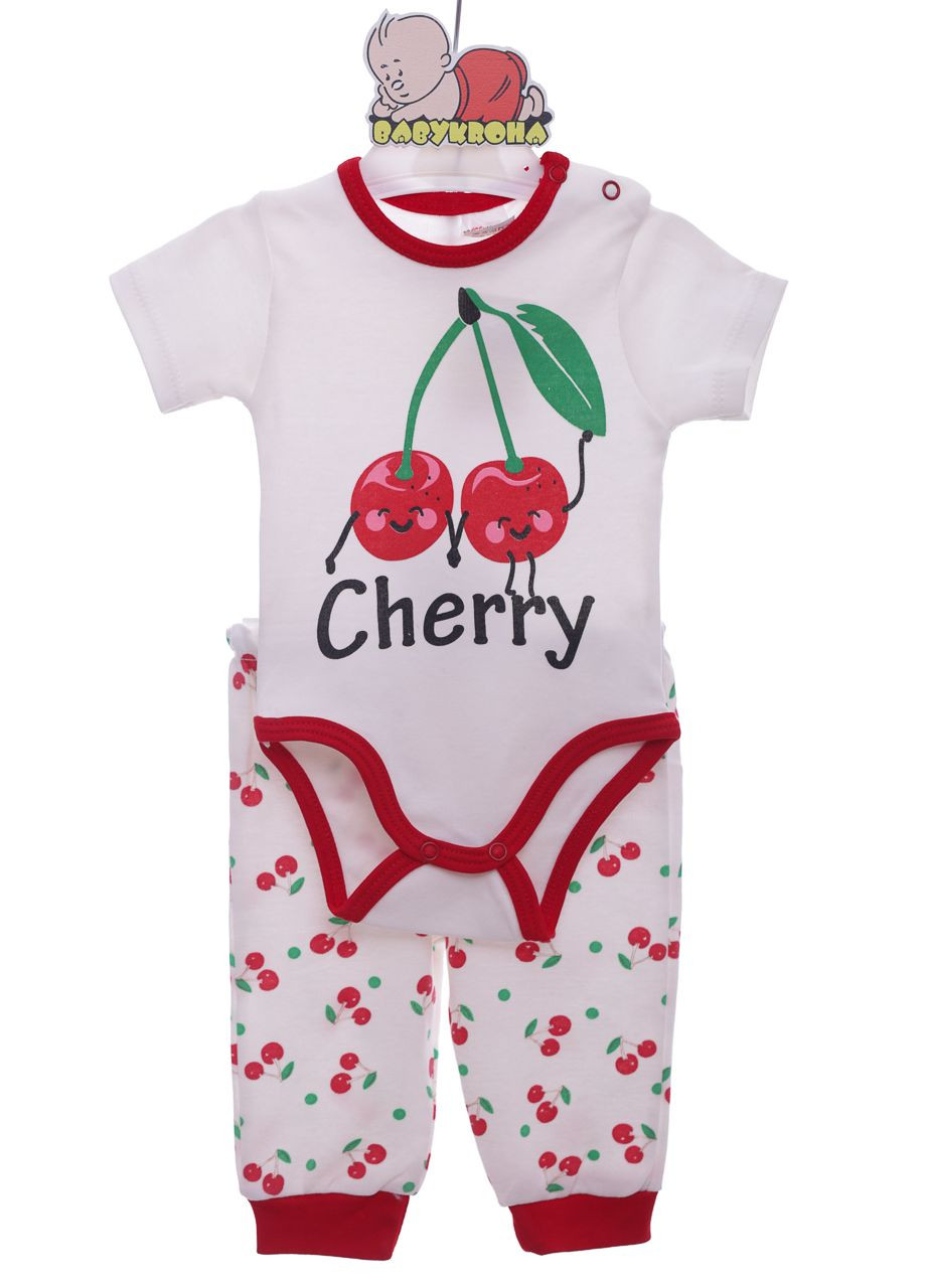 Красный демисезонный боди со штанами для девочки трикотажные вишня красный 62 см (36891) BABYKROHA