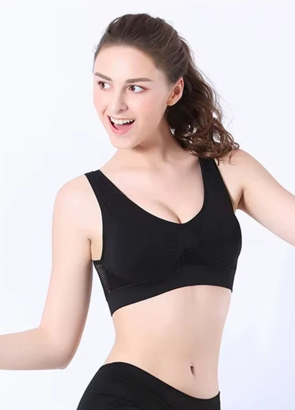 Топ жіночий боксерка з сіткою з поролоновими вставками No Brand (366074729)