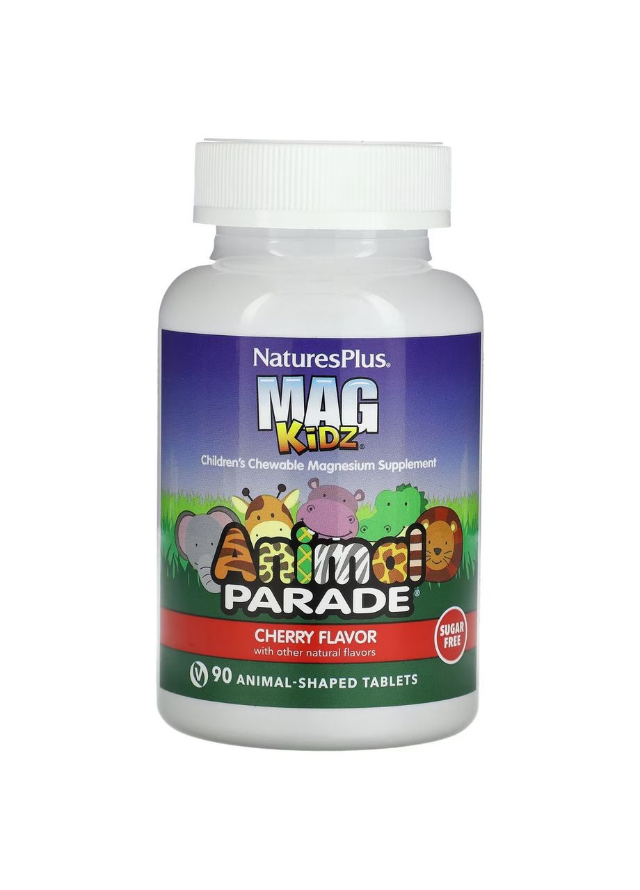 Магній для дітей Animal Parade MagKidz 90 таблеток у формі тварин з вишневим смаком Nature's Plus (263603584)