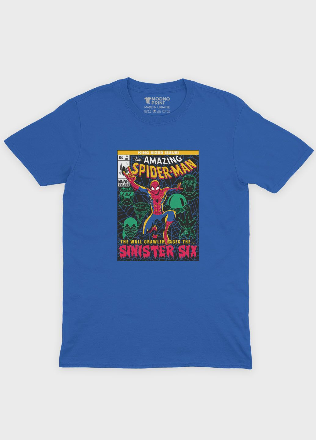 Синяя демисезонная футболка для девочки с принтом супергероя - человек-паук (ts001-1-grr-006-014-082-g) Modno