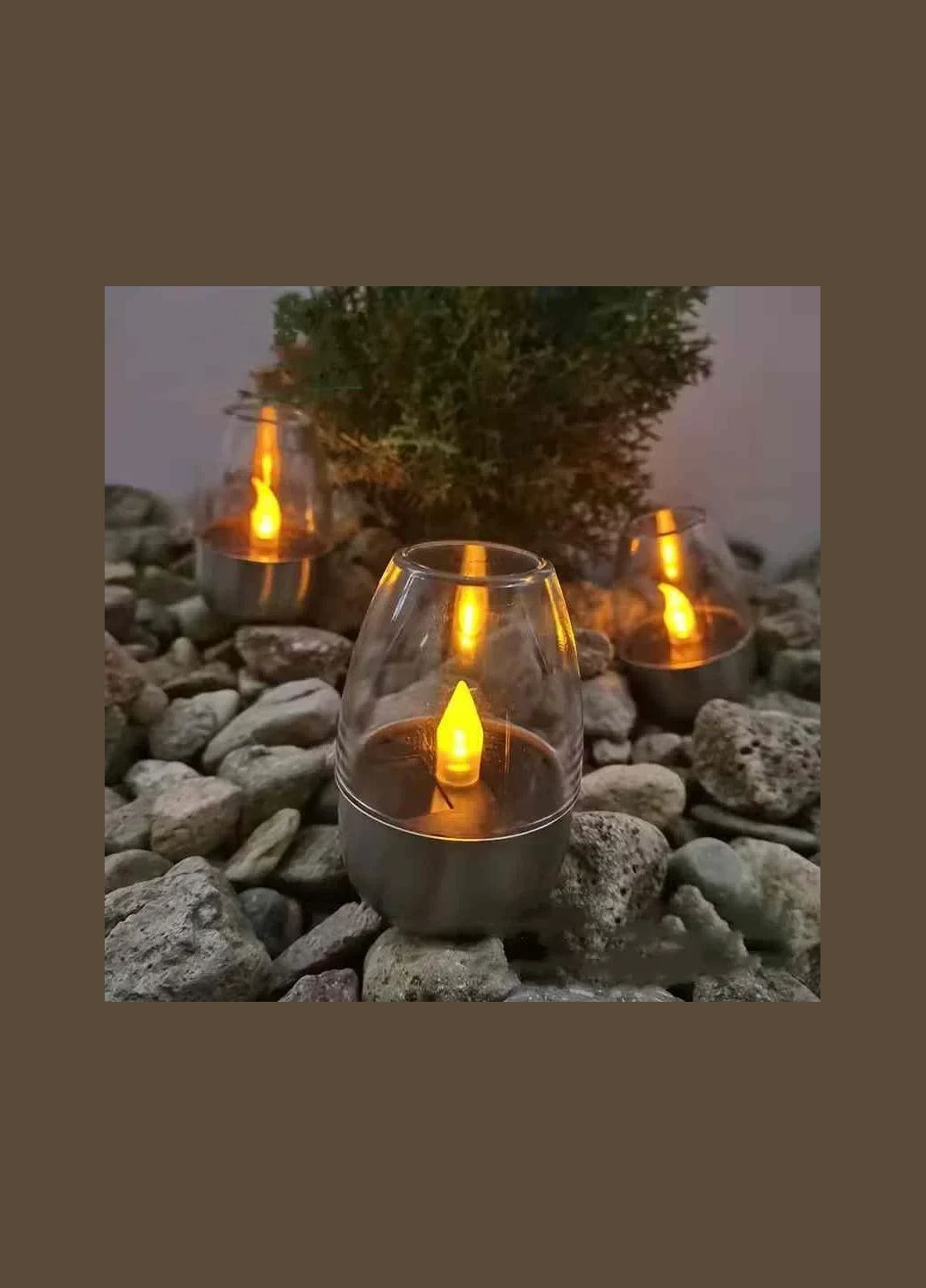 Светодиодная свеча с имитацией живого пламени, солнечная, в стеклянном колпаке No Brand (346440211)