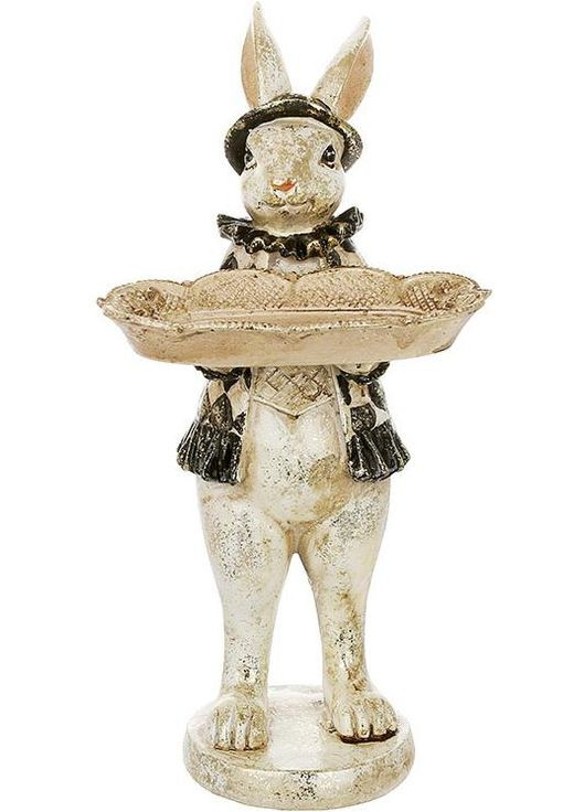 Статуетка "Кролик у капелюсі" 30 см з підставкою для прикрас, із золотою поталлю Bona (372173805)