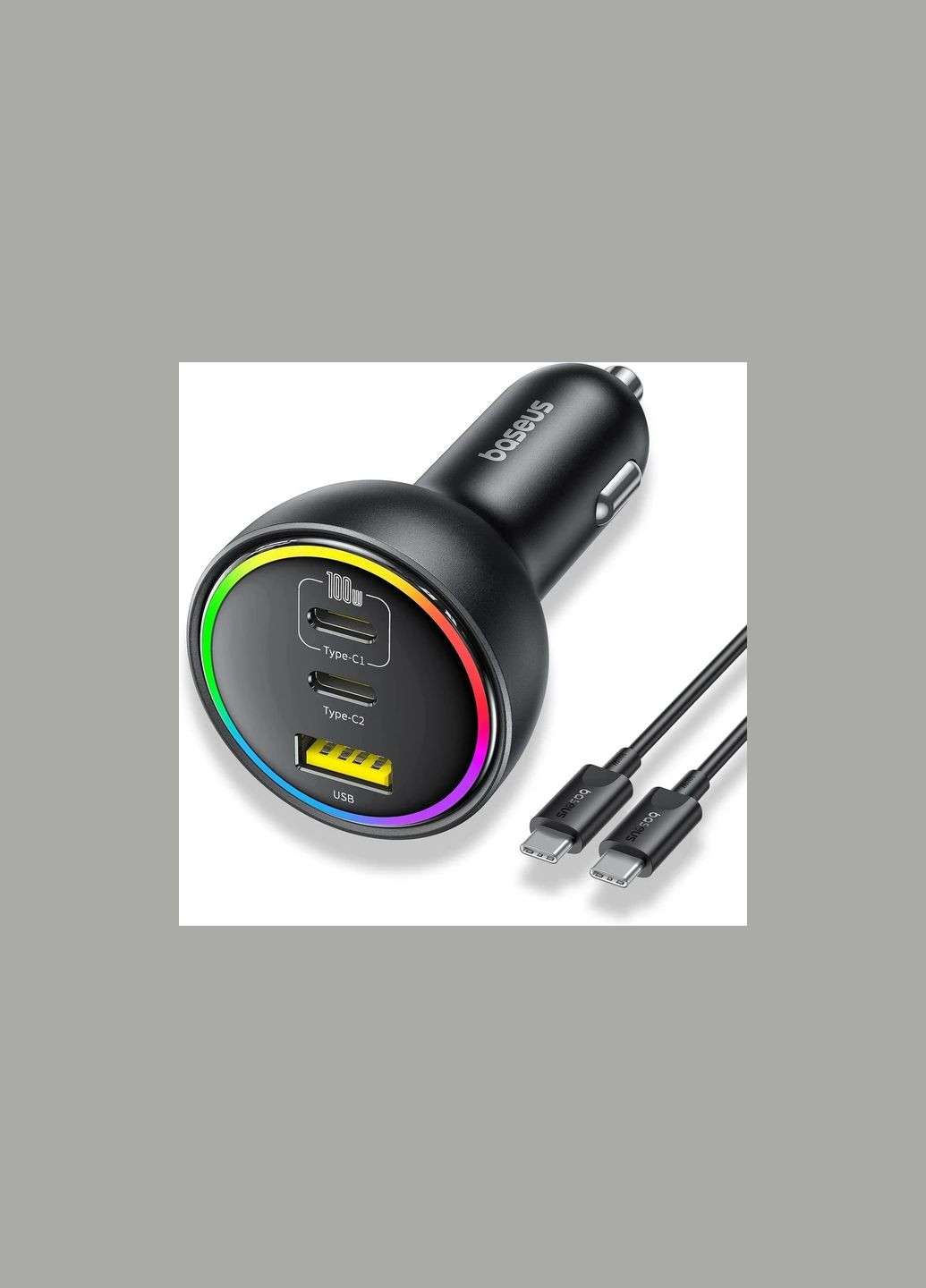 Автомобільний зарядний 152.5W BSCC-ZX-CCL 2C+U +cable black Baseus (346496624)