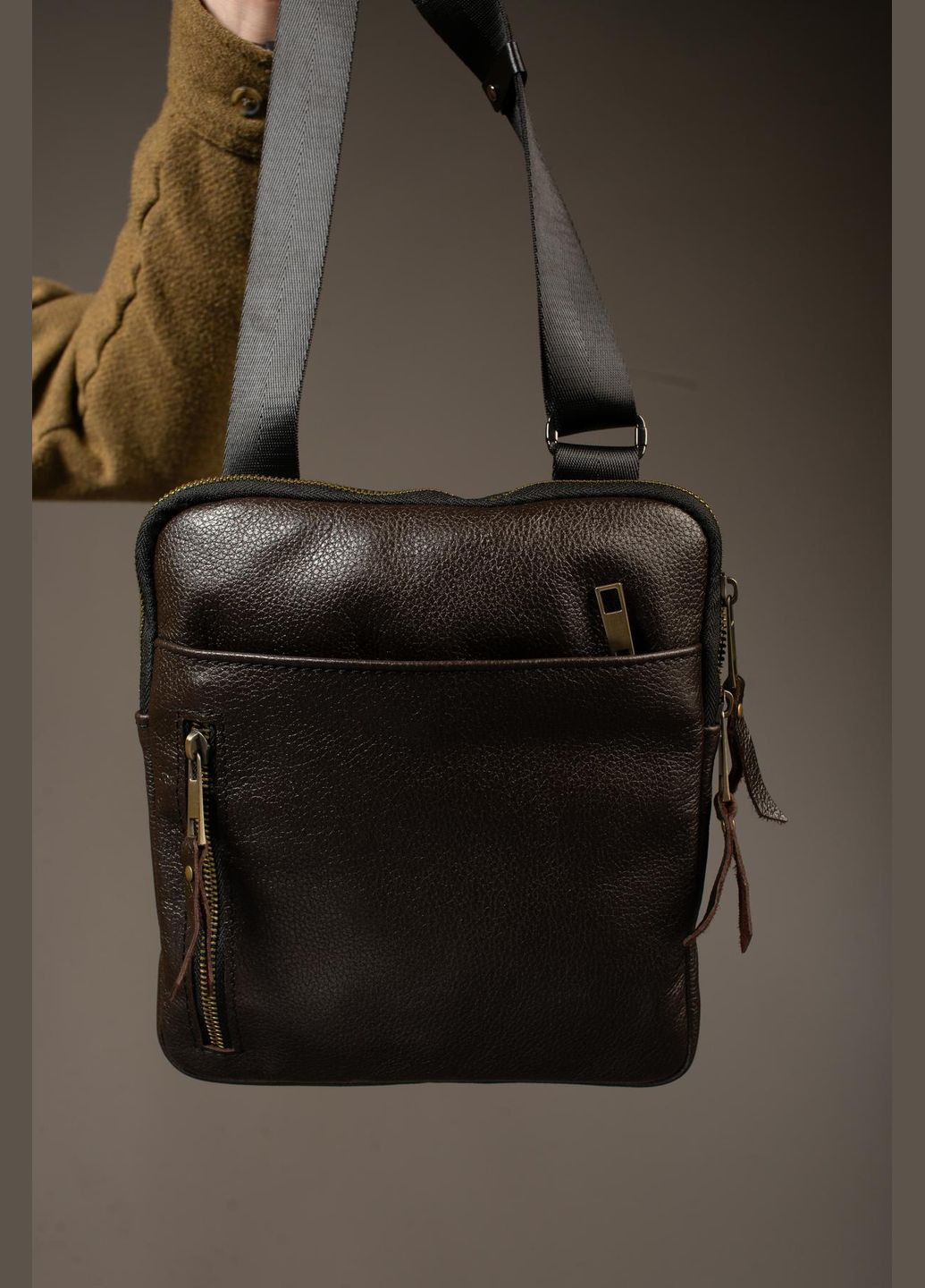 Сумка-мессенджер із натуральної шкіри, сумка через плече чоловіча SKILL Karter (коричнева) No Brand (333342013)