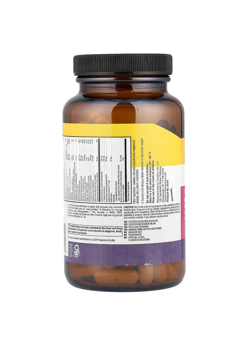 Мультивитамины и Минералы для Женщин без Железа, Max for Women,, 120 желатиновых капсул Country Life (326054214)