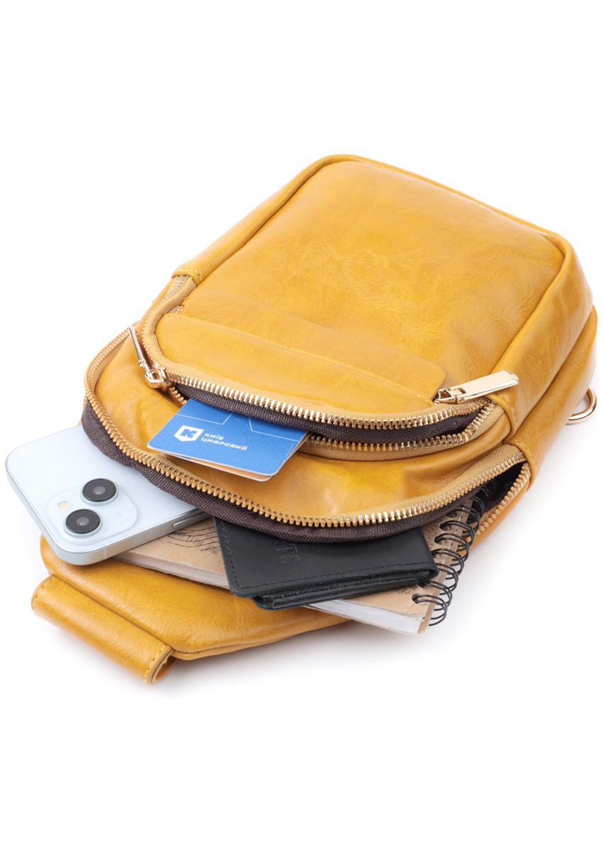 Яскрава жіноча сумка з однією лямкою через плече з гладкої екошкіри 22769 Жовтий Vintage (304533795)