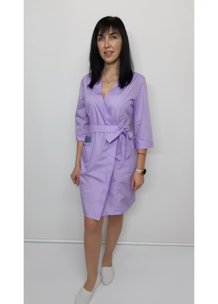Женский медицинский халат Бель хлопок три четверти рукав 42, светло фиолетовый No Brand (362162184)