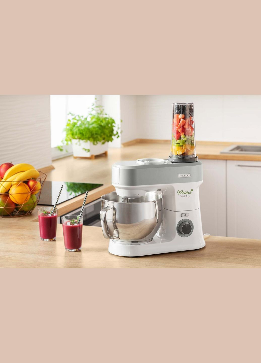 Кухонна машина 1200Вт, чаша-метал, корпус-пластик, насадок-19, білий Sencor (330029600)