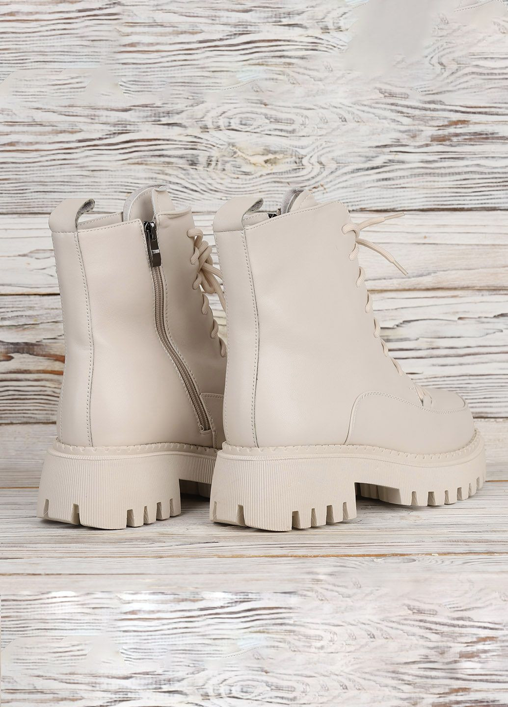 Жіночі черевики бежеві високі зимові черевики зі штучної шкіри на високій підошві для прогулянок Meideli (365301220)