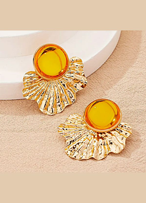 Сережки с желтыми камнями No Brand (327419610)