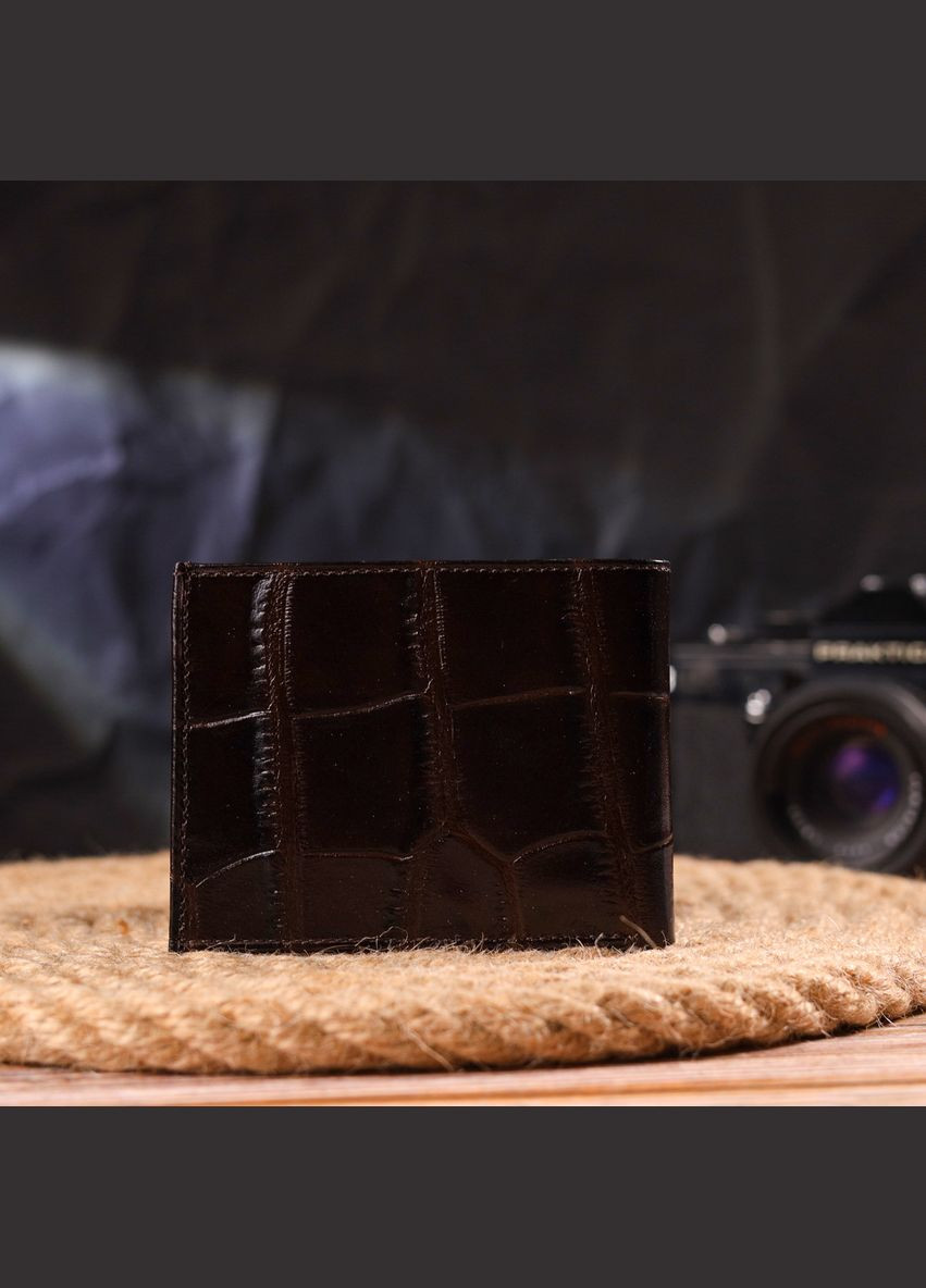 Мініатюрне чоловіче портмоне із натуральної фактурної шкіри 21521 Коричневе Canpellini (329150249)