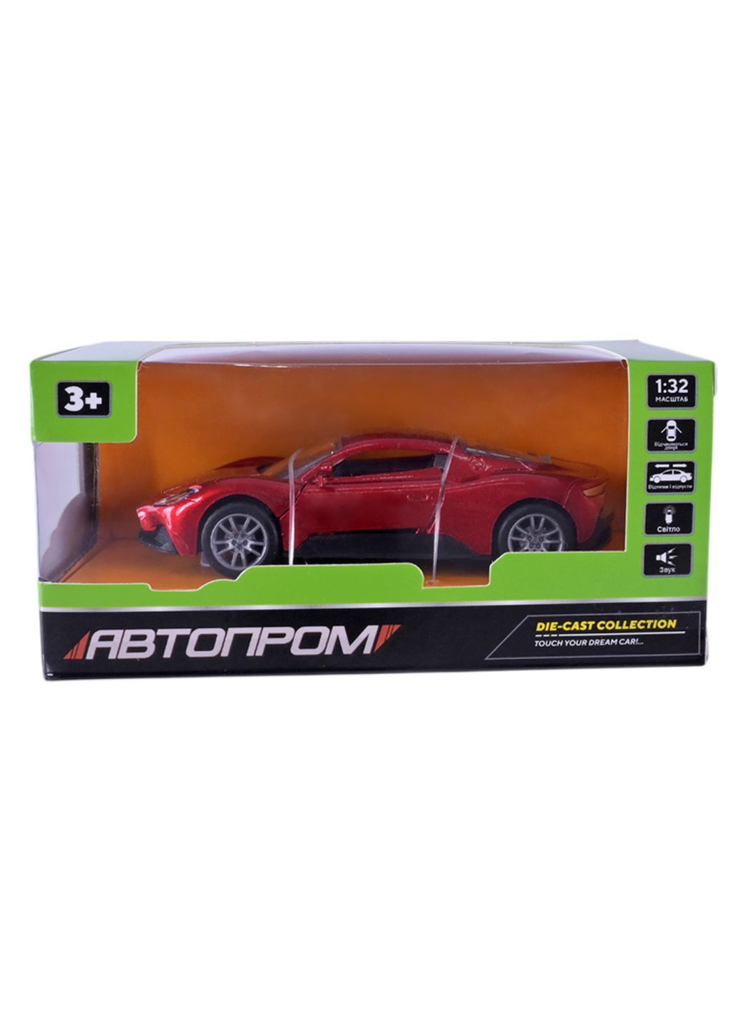 Металлическая легковая модель спорткара 1:32 с подсветкой и звуком, в ассортименте - No Brand AP74201 (371924645)