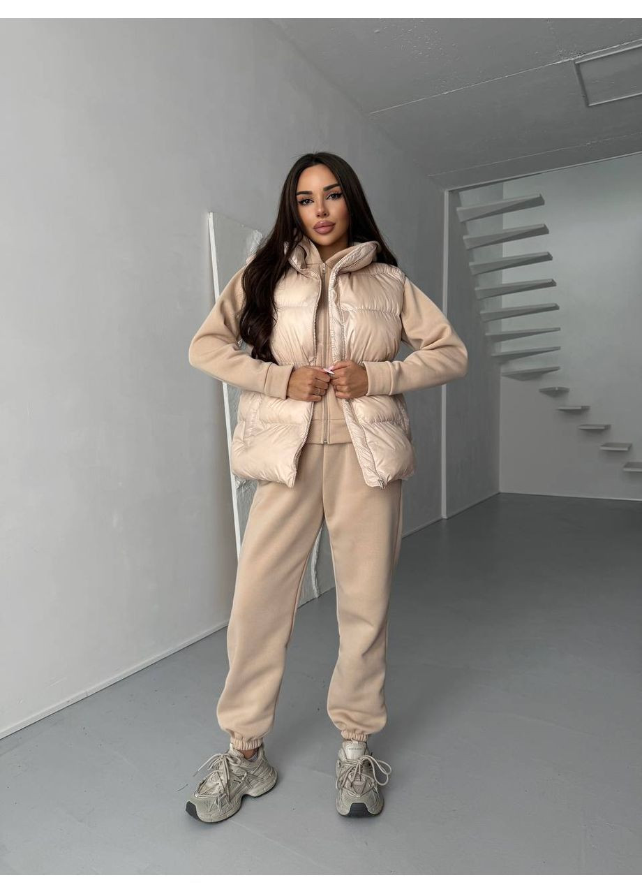 Жіночий костюм трійка. Жилетка +кофта +штани No Brand (387851611)