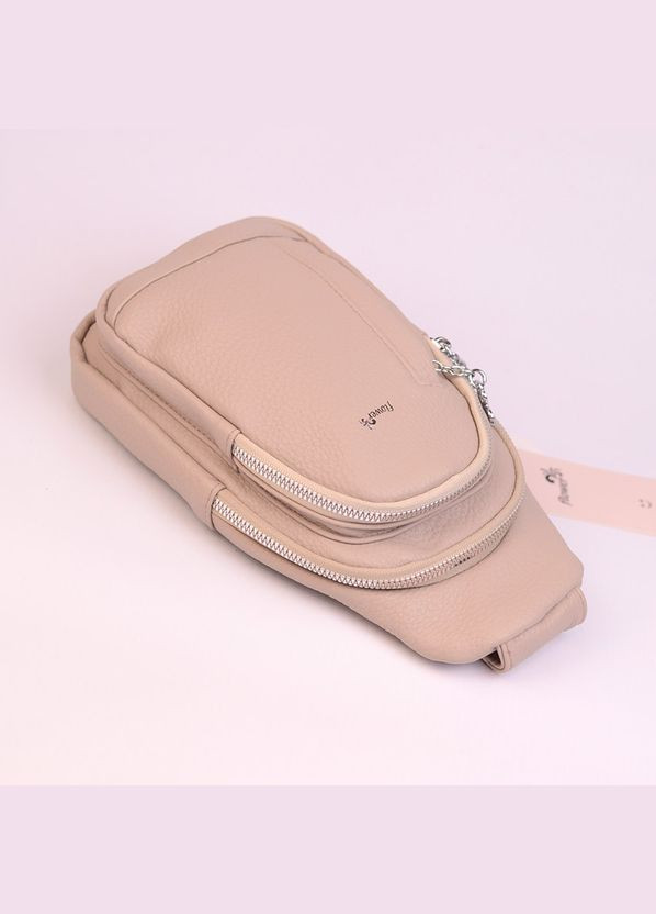 Бежева жіноча маленька нагрудна сумка слінг через плече для телефону та маленького гаманця No Brand (330066295)