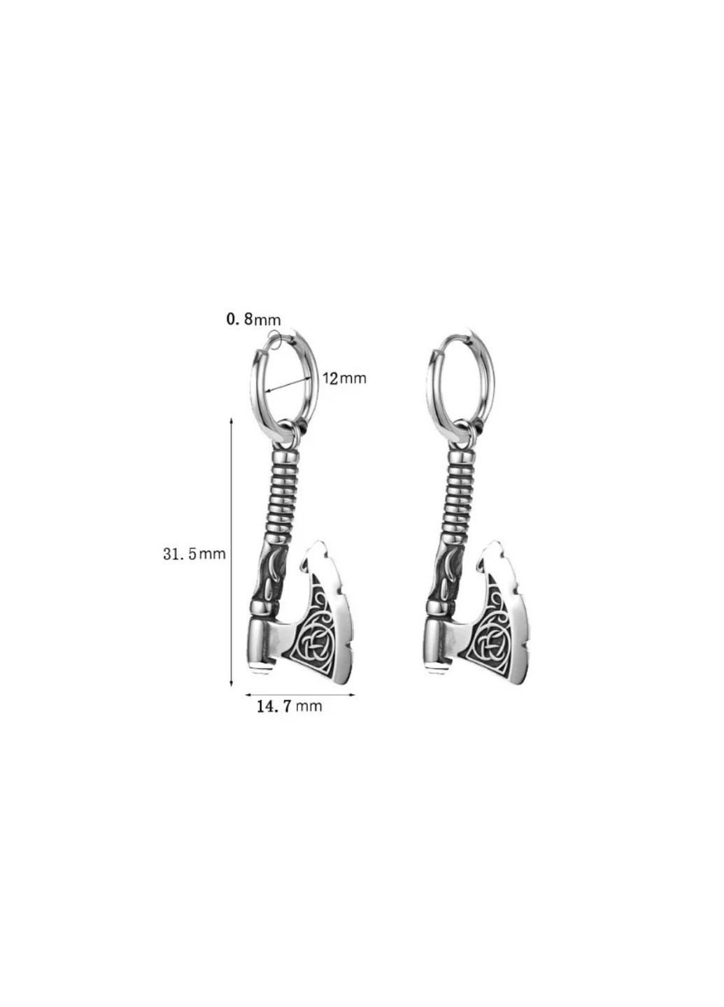 Серьги пара топор викингов нержавеющая сталь женские мужские унисекс No Brand (370677229)