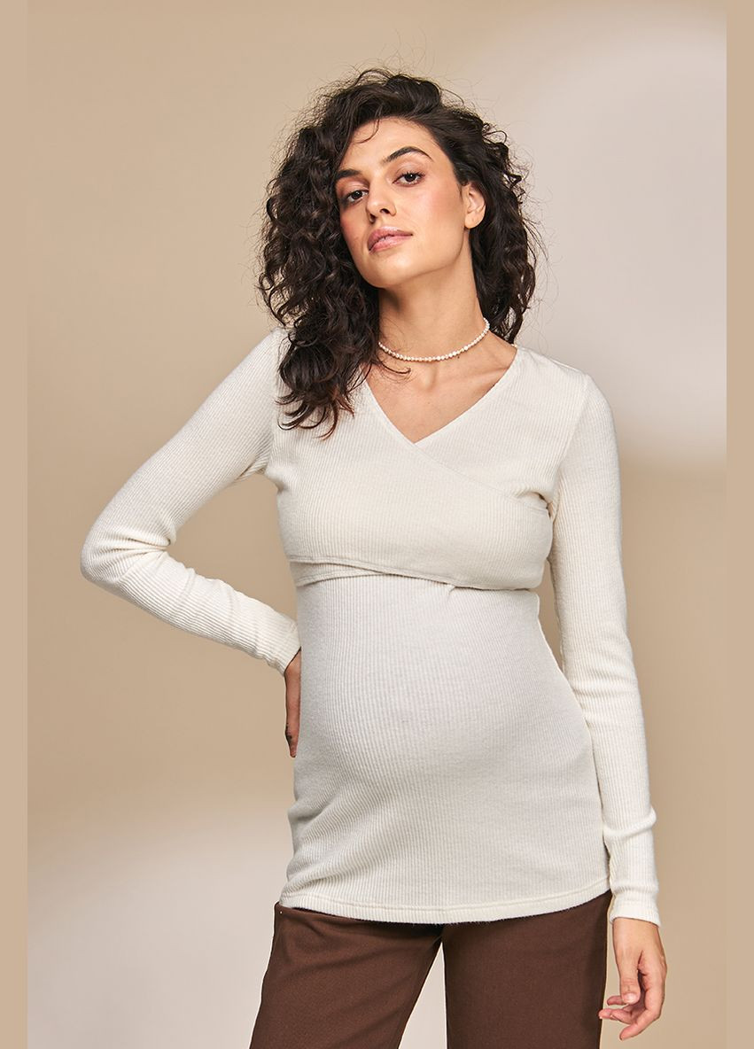 Джемпер для вагітних та годуючих мам молочний із теплого трикотажу Юла мама (303899527)