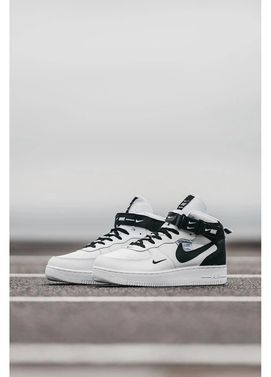 КРОСІВКИ ЖІНОЧІ NIKE AIR FORCE 1 LV8 MID WHITE BLACK НАЙК АІР ФОРС 1 ПРЕМІУМ No Brand чорні зими (367170970)