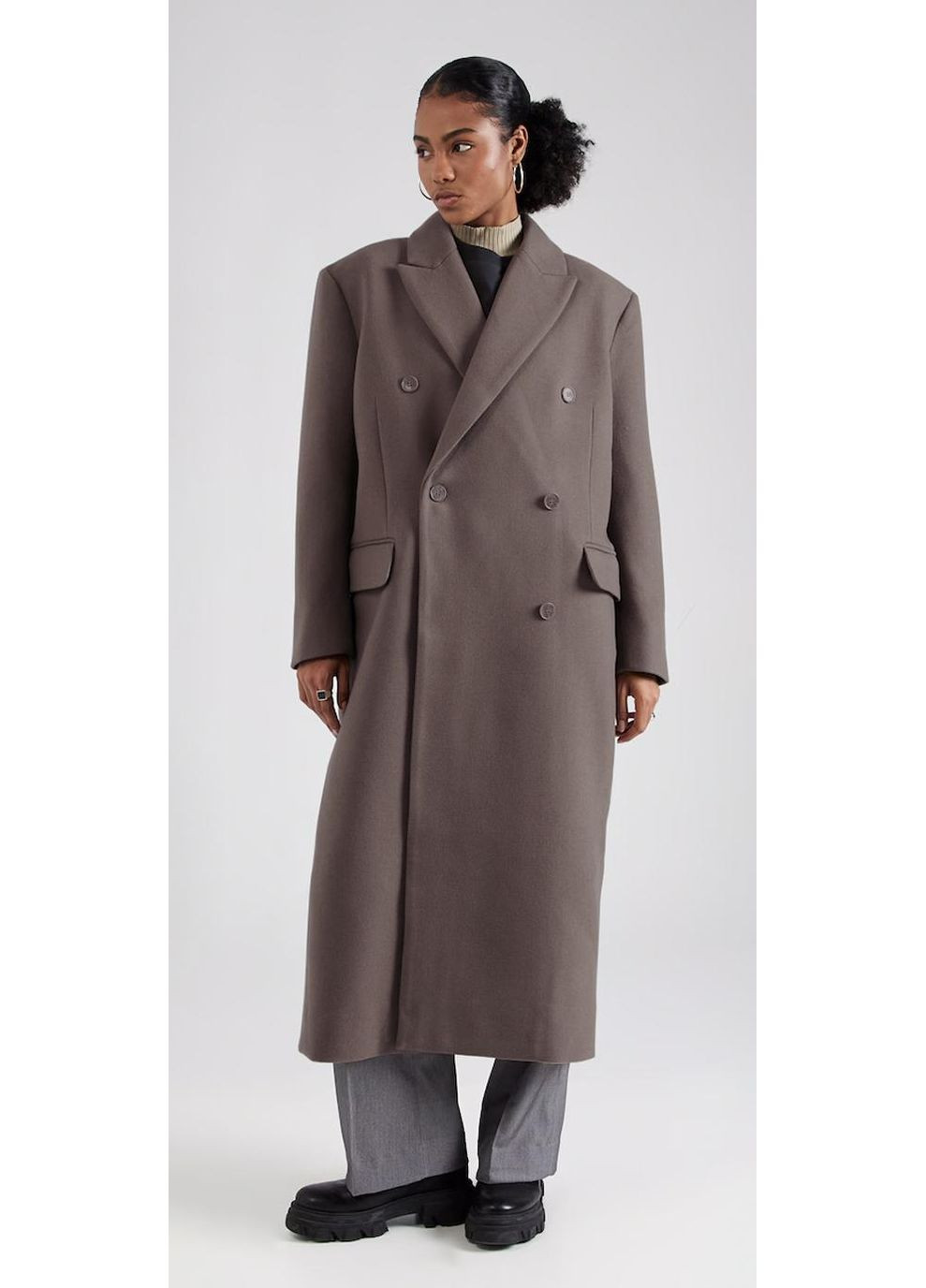 Коричневе демісезонне Пальто вовняне Weekday