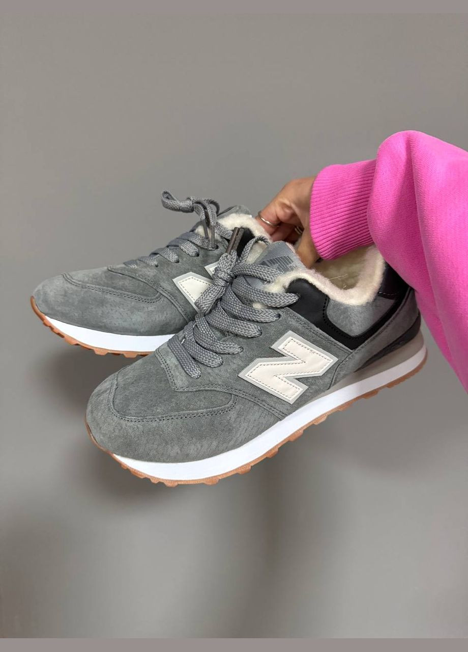 Кросівки зимові жіночі New Balance 574 winter gray white fur | Нью Беланс 574 сірі білі з хутром No Brand сірі зими (308360742)