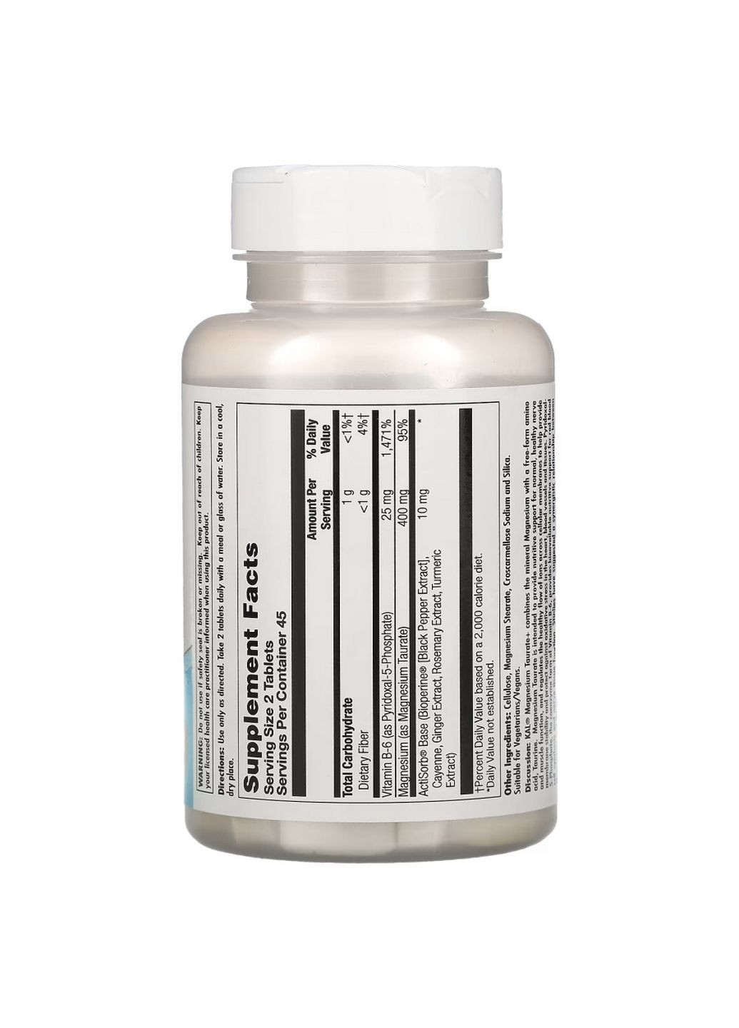 Вітаміни та мінерали Magnesium Taurate+ 400 mg, 90 таблеток KAL (293479321)