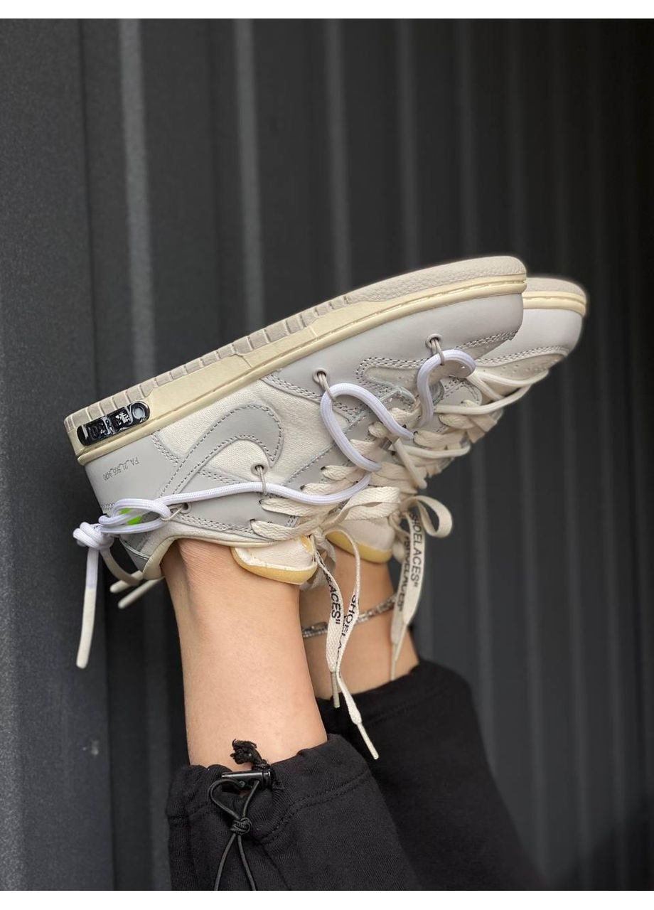 КРОССОВКИ ЖЕНСКИЕ NIKE SB DUNK LOW OFF WHITE GREY WHITE LACES НАЙК СБ ДАНК No Brand серые демисезоны (368868836)