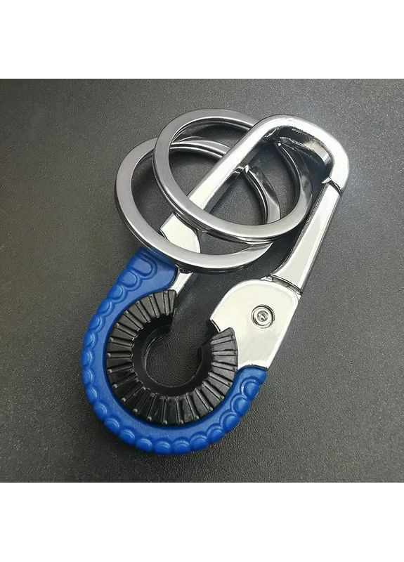 Брелок-карабін з подвійним кільцем для ключів Blue No Brand (358205220)