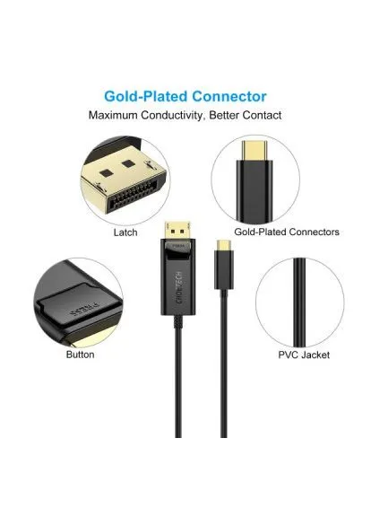 Кабель мультимедийный (XCP-1801BK) CHOETECH USB-C to DisplayPort 1.8m 4K 60Hz (389989667)