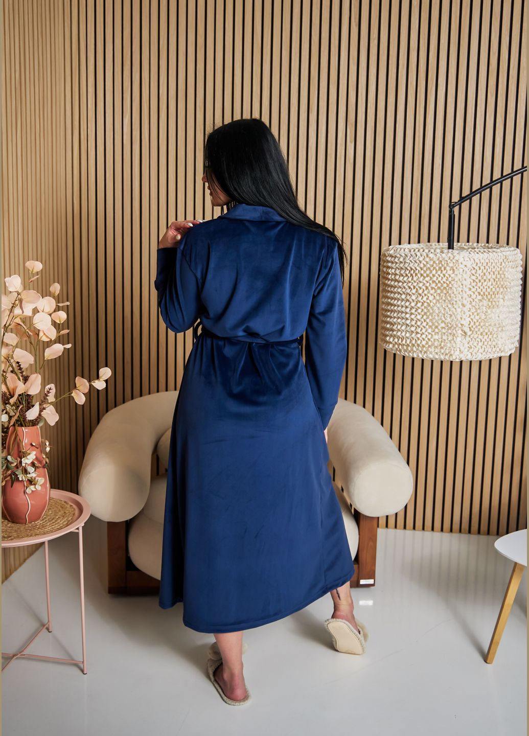 Халат довгий велюровий жіночий на запах No Brand халат (316261745)