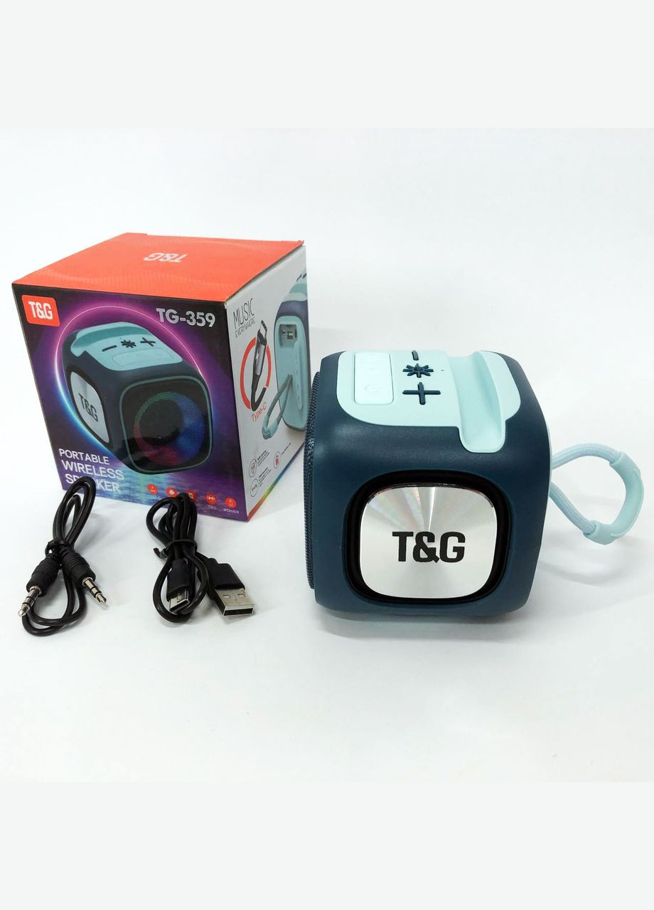 Портативна Bluetooth-колонка TG359 7W з RGB-підсвіткою, акумуляторна колонка для музики. Колір: синій T&G (302891909)
