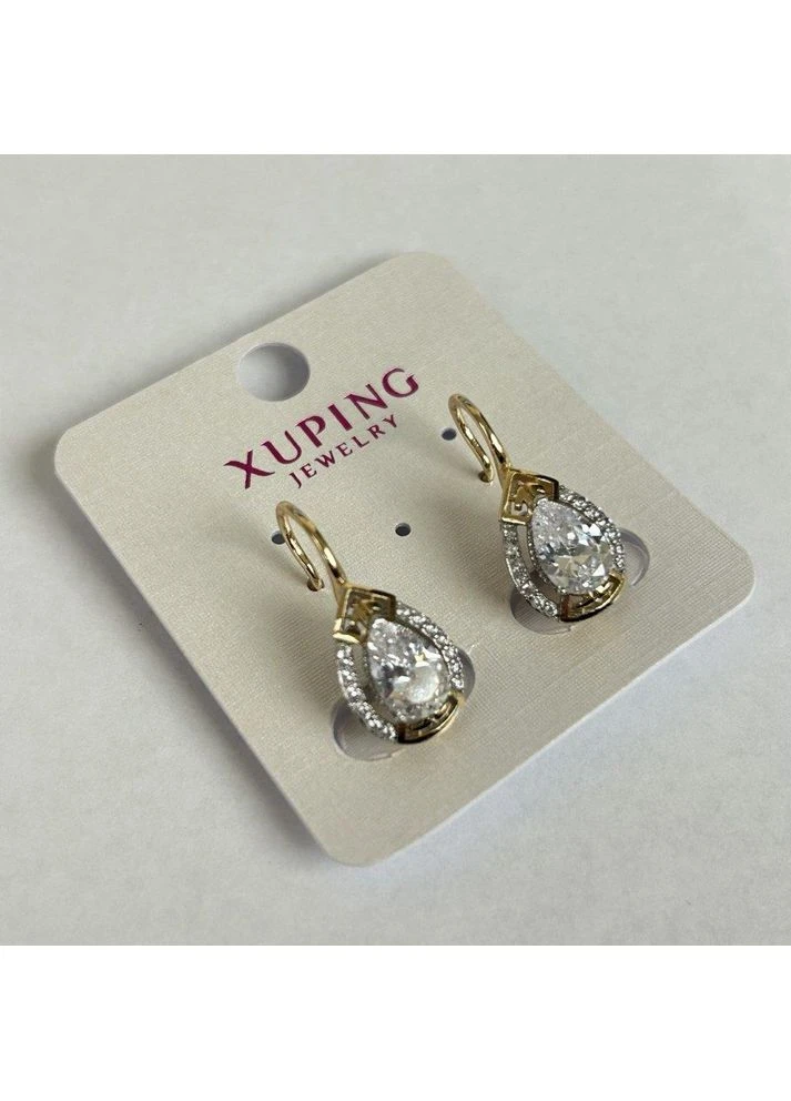 Серьги Xuping Позолота 18К Родий с белыми стразами d-24х10мм +- Новинка Xuping Jewelry (377324424)