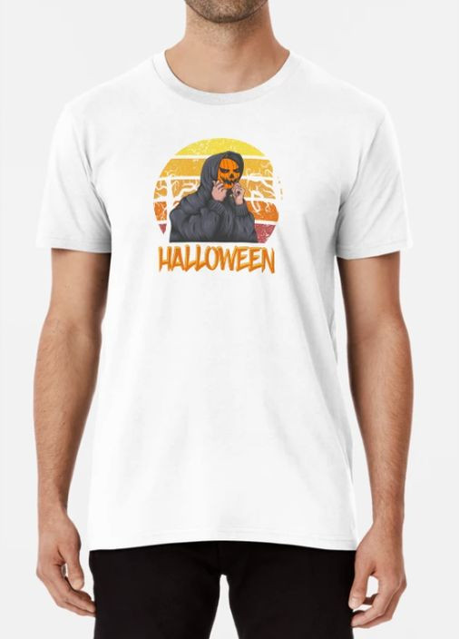 Белая мужская футболка с принтом halloween хэллоуин Stedman