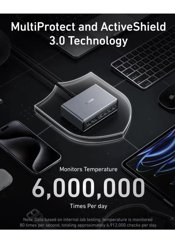Сетевое зарядное устройство Prime Charger 200W GaN (6 портов) — быстрая зарядка USB-C PD для ноутбука, смартфона, планшета Anker (383373513)