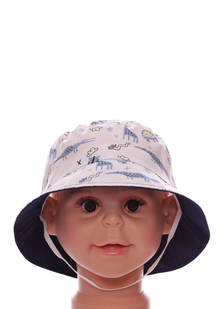 Панамка на гумці для хлопчика Зоопарк трикотажна біла 2г+ (53311) BABYKROHA (386824356)