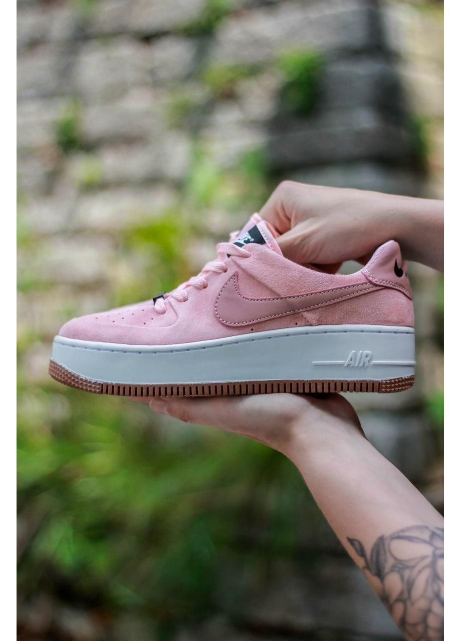 КРОССОВКИ ЖЕНСКИЕ NIKE AIR FORCE 1 SAGE PINK WHITE 1 НАЙК АИР ФОРС 1 ПРЕМИУМ No Brand розовые демисезоны (369389468)