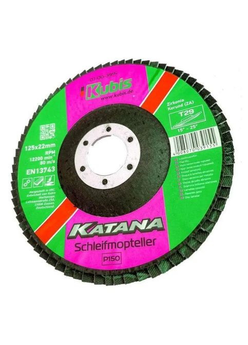Круг пелюстковий торцовий конічний Т29 Р150, 125*22 мм, Zirconia KATANA Kubis (363054455)