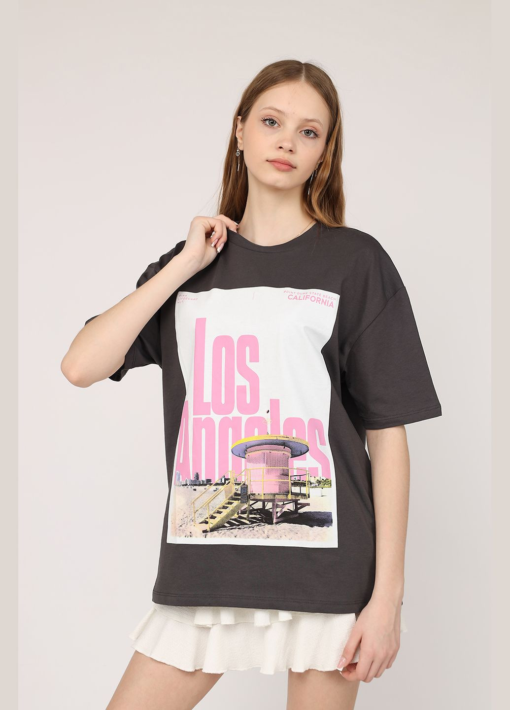 Футболка з коротким рукавом жіноча колір сірий ЦБ-00270557 Yuki - (327610203)