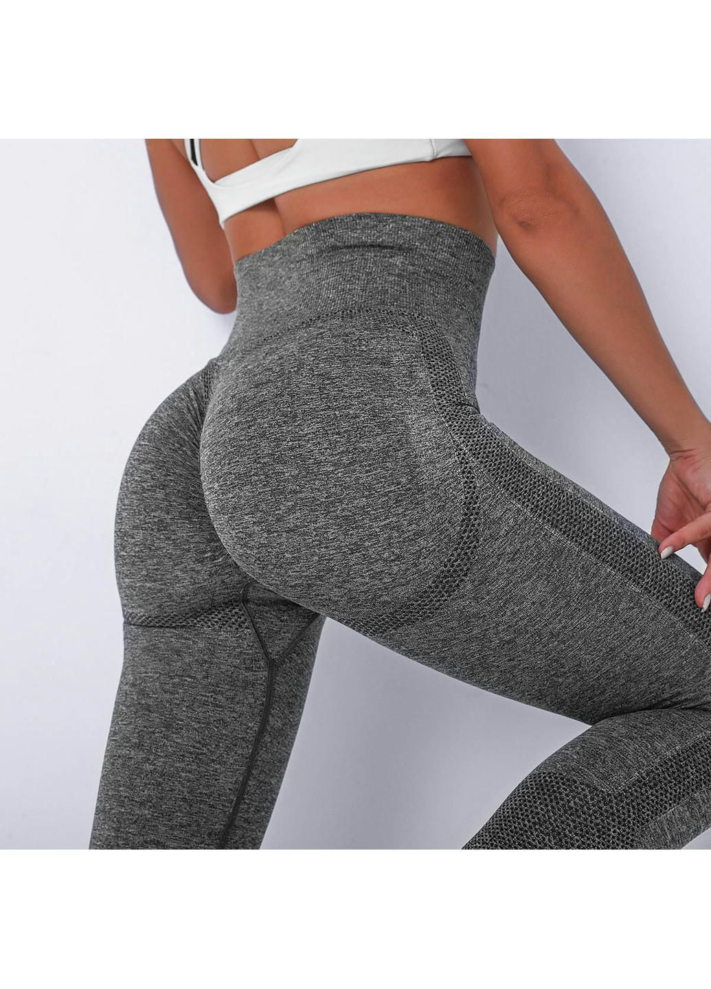 Комбинированные демисезонные леггинсы женские спортивные 10905 l темно-серые Fashion